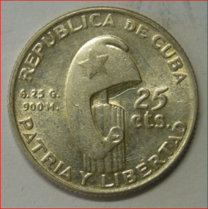 Cuba 25 cents 1953
